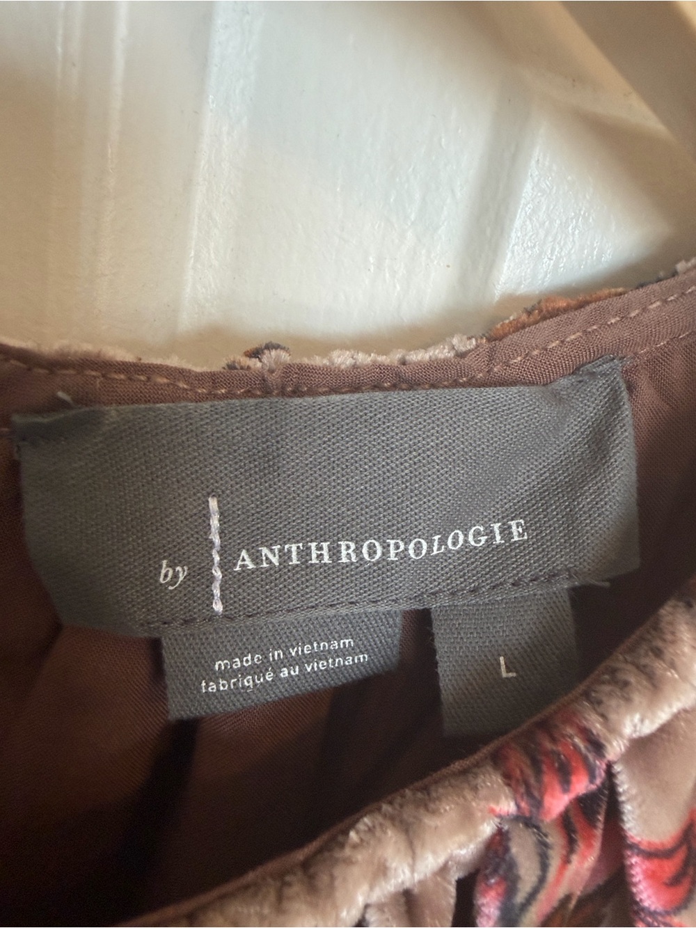 Anthropologie Brown Floral Halter Tank with Scalloped Hem - Picture 4 of 4